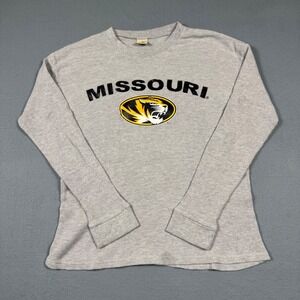 Big Ball Sports Missouri Tigers Grey Waffle Knit Thermal Long Sleeve Shirt Large